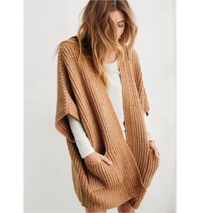 aerie Camel/Tan Chunky Knit Open Cardigan